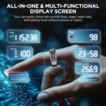 Smart Rings for Men with Display Screen, Fitness Ring with Wireless Charging, Sleep Tracker Ring with Heart Rate, Health Rings for Activity Monitoring/Steps/Calories, for iOS Android (Black,12#) - Image 3