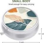 Nipichsha Pill Box, Small Pill Case for Purse & Pocket, Cute Travel Medicine Organizer, Portable Medicine Container Holder to Hold Vitamins, Medication, Fish Oil & Supplement, Desert Leaf - Image 3