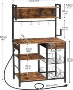 HOOBRO Bakers Rack with 4 AC Power Outlets, 5-Tier Coffee Bar with Wire Basket, Microwave Stand with Paper Holder and Drawer, Kitchen Storage Shelf, Rustic Brown and Black BF84UHB01 - Image 4