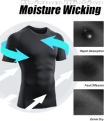 TELALEO 6 Pack Men's Compression Shirt Short Sleeve Athletic Baselayer Sports T Shirts Workout Tops for Men Black White - Image 5