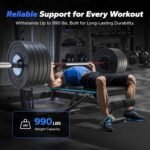 MERACH Adjustable Weight Bench, 990LBS Fast Folding Weight Benches for Home Gym, Workout Bench with Extended Head Support, Incline Decline Flat Utility Bench Press for Full Body - Image 4