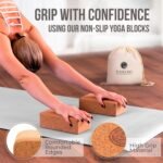 Cork Yoga Blocks 2 Pack with Strap- 9x6x3 Inch Natural Yoga Block Set of 2- Pilates Props and Accessories - High Density Cork Bricks For Exercise - Image 4