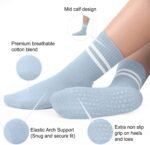 Pilates Socks with Grips for Women, Non-Slip Yoga Athletic Socks for Barre Barefoot Workout Hospital - Image 3