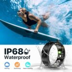 Fitness Tracker, Smart Rings Health Heart Rate Ring with Blood Oxygen, Blood Pressure, Sleep Tracker, Step Tracker, No Subscription Fee, Gesture Control, Fitness Ring(Black 8#) - Image 4