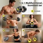 Adjustable Dumbbell Set, 10-90lbs Free Weights with Connector – 4 in 1 Dumbbells, Barbell, Kettlebell & Push Up Stand, Adjustable Weights Set for Home Gym Fitness Equipment for Men & Women - Image 5