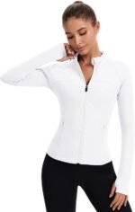 Rapbin Women's Full Zip Workout jackets Runing Slim Fit Athletic Tops With Thumb Holes - Image 5