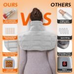 Ruqiji Neck&Shoulder&Back Heating Pad, Pain Relief for Back/Neck/Shoulders/Menstrual Pain, Christmas Gifts for Women Men Mom Dad (01-Light Gray, 19" x 24") - Image 4