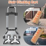 Stair Climbing Cart, 220 LBS Aluminum Stair Climber Dolly, Heavy Duty Folding Hand Truck Dolly with 6 Wheels, Telescoping Handle and Elastic Rope for Home, Moving, Groceries, Warehouse - Image 3