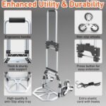 Stair Climbing Cart, 220 LBS Aluminum Stair Climber Dolly, Heavy Duty Folding Hand Truck Dolly with 6 Wheels, Telescoping Handle and Elastic Rope for Home, Moving, Groceries, Warehouse - Image 4