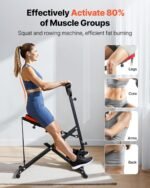 VEVOR Squat Machine, Deep Squat Rowing Machine for Home, Easy Setup & Foldable Exercise Equipment, Glute Trainer Machine with 2 High-Strength Resistance Bands, Glutes & Leg Home Workout Machine - Image 3