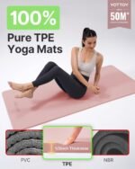 YOTTOY Yoga Mat，Extra Thick Yoga Mat (1/2inch),Professional TPE Exercise Mat,Non-Slip Workout Mat for Yoga, Pilates, Fitness, Barefoot Workouts, Home Gym Studio with Strap - Image 3