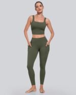 CHRLEISURE Leggings with Pockets for Women, High Waisted Tummy Control Workout Yoga Pants - Image 4