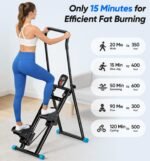 3-Level Adjustable Cardio Stair Stepper for Home, Folding Vertical Stair Stepper with Non-Slip Pedals & LCD Monitor, Portable Stair Stepper with Resistance & Handlebar, Supports 350 LBS, Unisex - Image 4