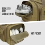 3 in 1 Tactical Gym Bag Backpack for Men 50-55L Expandable Travel Duffle Bag for Women Large Military Sport Duffel Bags Weekend Overnight with Shoe Compartment & Wet Pocket for Fitness, Brown - Image 6