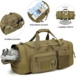 3 in 1 Tactical Gym Bag Backpack for Men 50-55L Expandable Travel Duffle Bag for Women Large Military Sport Duffel Bags Weekend Overnight with Shoe Compartment & Wet Pocket for Fitness, Brown - Image 7