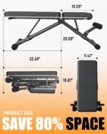 Foldable Weight Bench - Adjustable Bench for Full Body Workout, Fully Upright Backrest Design, Multi-Purpose Incline Decline Bench - 2025 Version Black - Image 6