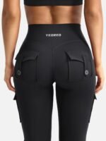 YEOREO CoreFlex Women Workout Flare Leggings with Pockets Hidden Scrunch High Waisted Cargo Gym Yoga No Front Seam Leggings - Image 4