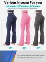 YEOREO CoreFlex Women Workout Flare Leggings with Pockets Hidden Scrunch High Waisted Cargo Gym Yoga No Front Seam Leggings - Image 6