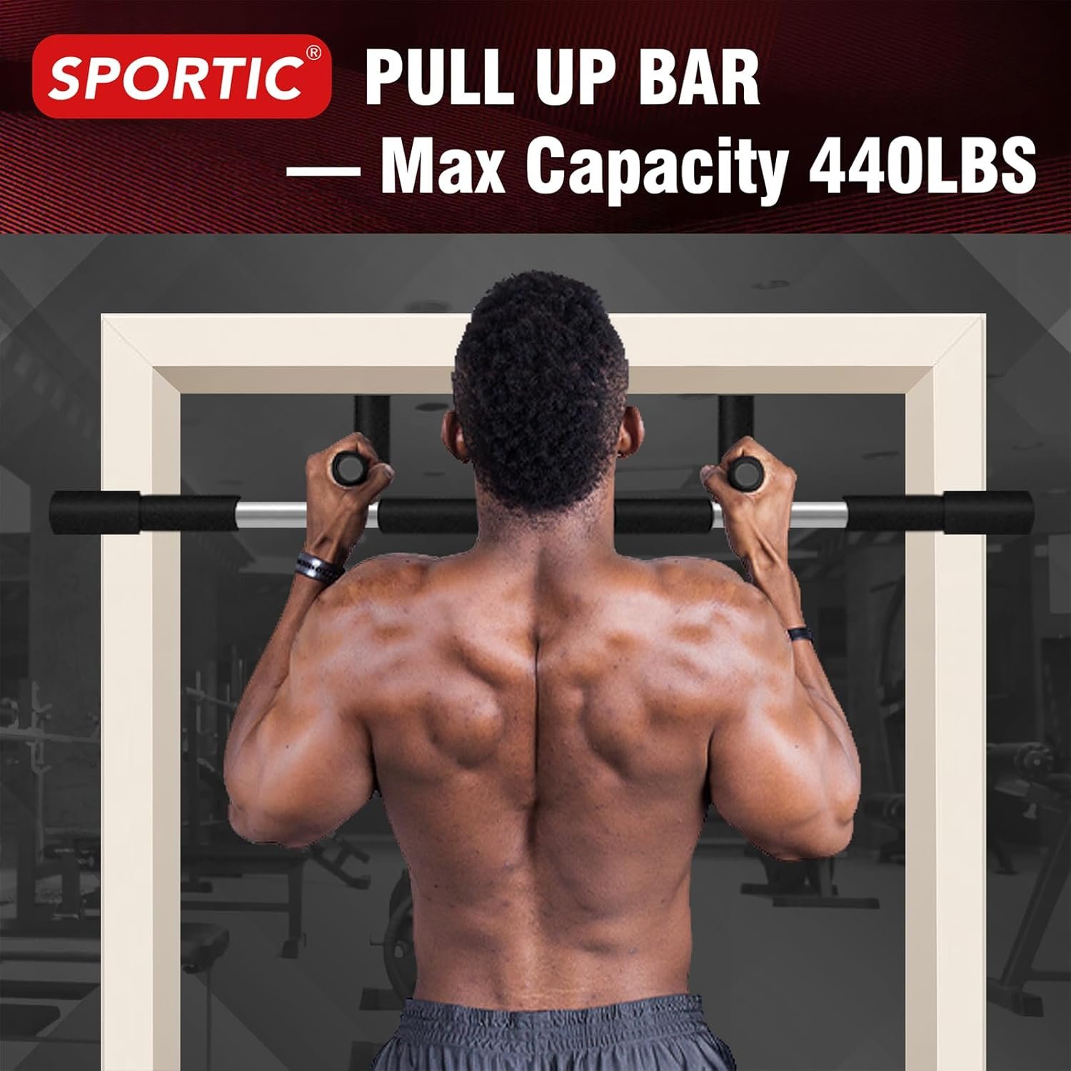 Pull Up Bar for Doorway, Upgrade Chin up Bar for Doorway Without Screws, Portable Strength Training Door Frame Pull-up Bars, Door Workout Bar with Foam Grips for Home - Image 6
