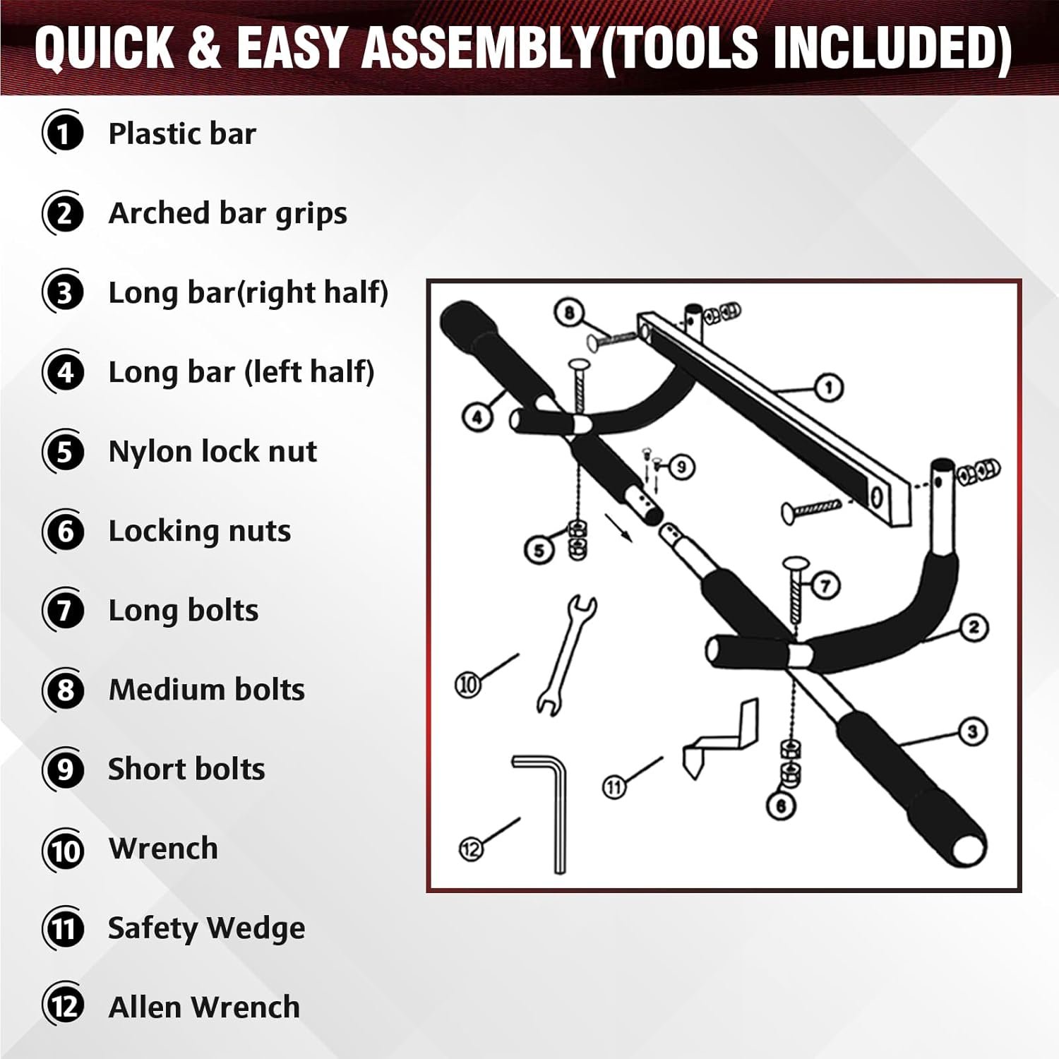 Pull Up Bar for Doorway, Upgrade Chin up Bar for Doorway Without Screws, Portable Strength Training Door Frame Pull-up Bars, Door Workout Bar with Foam Grips for Home - Image 8