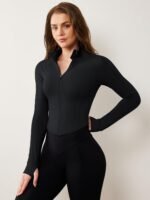AVGO Women's Workout Jacket Lightweight Zip Up Cropped Yoga Jackets Slim Fit Athletic Tops with Thumb Holes - Image 3