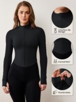 AVGO Women's Workout Jacket Lightweight Zip Up Cropped Yoga Jackets Slim Fit Athletic Tops with Thumb Holes - Image 5