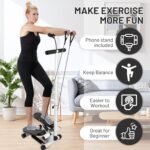 Adjustable Height Stair Stepper with Resistance Bands and LCD Monitor - 330 lb Capacity, Handlebar and Phone Stand for Home Workouts - Image 3
