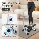Adjustable Height Stair Stepper with Resistance Bands and LCD Monitor - 330 lb Capacity, Handlebar and Phone Stand for Home Workouts - Image 4
