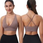 Evercute Women's Sports Bras 3/4 Pack Adjustable Deep V Neck Bras Wireless Spaghetti Strap Criss Cross Padded Low Support Bra - Image 3