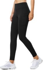 baleaf Women's Fleece Lined Leggings Water Resistant Thermal Winter Warm Tights High Waisted with Pockets Running Gear - Image 4