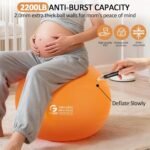 Gruper Yoga Ball, Multiple Sizes Non Slip Exercise Ball for Workout, Birthing, Balance, Stability, Pregnancy, 2200LB Capacity, Anti Burst Chair for Home and Office, Includes Quick Pump & Fitness Guide - Image 3