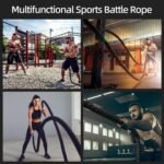 Outroad Battle Rope, 1.5" Diameter 30ft Poly Dacron Workout Exercise Training Heavy Rope, Workout Equipment for Crossfit Training Home Gym & Fitness Exercises, Black and Pattern - Image 3