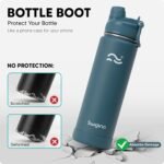 [2-IN-1 LID] Insulated Water Bottle with Silicone Boot (36hrs Cold/18hrs Hot) - DIY Stickers, Leakproof, BPA Free, 24 oz - Image 4