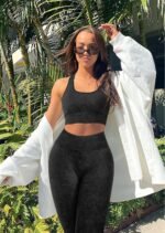 OLCHEE Womens Workout Sets 2 Piece - Acid Wash Seamless Yoga Outfits High Waist Leggings Padded Racerback Sports Bra Gym Set - Image 3