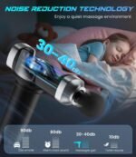 Massage Gun, Deep Tissue Massage Gun for Pain Relief, Handheld Electric Muscle Back Massager, Super Quiet Percussion Electric Massager with 30 Speed Levels 6 Massage Heads, Carry Case (Black) - Image 4