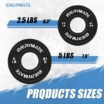EVERYMATE Black Change Weight Plates 1.25LB 2.5LB 5LB Set Fractional Olympic Bumper Plates for Cross Training Steel Insert Strength Training - Image 3
