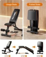 Weight Bench for Full Body Workout; Foldable Bench Press Bench of Home Gym Strength Training; Incline Decline Flat Utility Workout Bench with Quick Folding& Fast Adjustment - Image 6