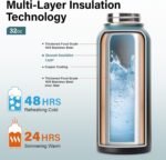 32 oz Insulated Water Bottle | Thickened Stainless Steel Vacuum Metal | Portable Sports Water Jug for Gym and Hiking with Straw, Carrier Bag, Handle Strap | BPA-Free 32 oz - Image 4