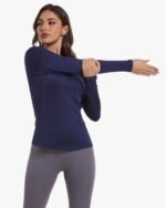 4 Pack Women's Long Sleeve Compression Shirts, Dry Fit Workout Athletic Sun Protection Cooling Tops for Yoga Running Gym - Image 4