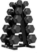 Hex Dumbbells Rubber Coated Cast Iron Hex Black Dumbbell Free Weights for Exercises - Image 6