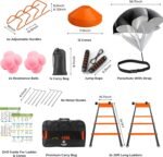 2x 20ft Agility Ladder Speed Training Set – Double Ladder Kit with 12 Cones, 4 Adjustable Hurdles, Jump Rope & Running Parachute | Agility Equipment for Soccer, Football, Basketball, Kids & Adults - Image 3