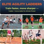 2x 20ft Agility Ladder Speed Training Set – Double Ladder Kit with 12 Cones, 4 Adjustable Hurdles, Jump Rope & Running Parachute | Agility Equipment for Soccer, Football, Basketball, Kids & Adults - Image 7