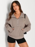 AUTOMET Womens Sweatshirts Half Zip Cropped Pullover Fleece Quarter Zipper Hoodies 2025 Fall Fashion Outfits Clothes - Image 4