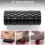 5 in1 Foam Roller Set for Deep Tissue Muscle Massage, High Density Fitness Exercise Foam Roller, Massage Roller, Massage Ball, Resistance Band, for Whole Body (Black) - Image 3