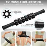 5 in1 Foam Roller Set for Deep Tissue Muscle Massage, High Density Fitness Exercise Foam Roller, Massage Roller, Massage Ball, Resistance Band, for Whole Body (Black) - Image 4