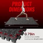 SUPERJARE 0.79'' Extra-Thick Exercise Equipment Mats, 12 Pcs 48 Sq Ft Rubber Top Floor Tiles with High Density EVA Foam, Interlocking Gym Flooring for Home Gym, Workout Mat, Black/Grey - Image 7