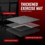 SUPERJARE 0.79'' Extra-Thick Exercise Equipment Mats, 12 Pcs 48 Sq Ft Rubber Top Floor Tiles with High Density EVA Foam, Interlocking Gym Flooring for Home Gym, Workout Mat, Black/Grey - Image 9