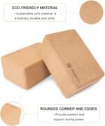 SNAKUGA Cork Yoga Block 2 Pack for Pilates, 4'' or 3'' Non-Slip & High Density Blocks for Meditation, Fitness and Stretching, Supportive and Flexibility Brick for Improve Poses Balance - Image 3