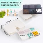 Portable Pill Organizer, 6 Compartments Travel Pill Case for Purse or Pocket -Small Pillbox Dispenser Home Travel Supplement Holder to Hold Medicines, Cod Liver Oil, Supplements (3 Count White) - Image 4