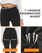 TNNZEET Black Flare Leggings for Women, Crossover Yoga Pants with Pockets Bootcut Flared Leggings - Image 4